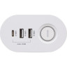 Удлинитель JAZZWAY ETD-03U-150-wh 5059535 3х1,5м на струбцине с заземлением с выключателем 3 USB выхода (2А+1С) IP20 ПВС 3х1
